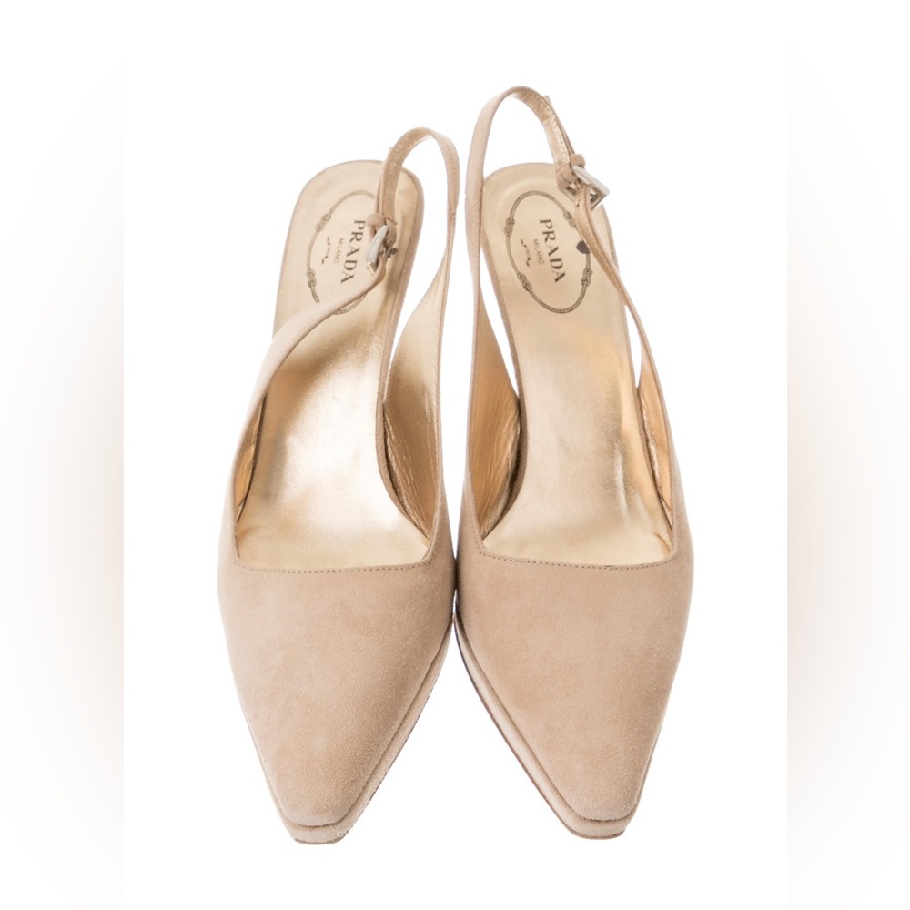 Prada Nude Suede Slingback Pumps 38.5